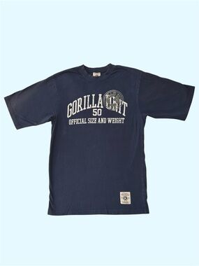 Y2K G Unit Gorilla Unit Logo Fuzzy Graphic Tee Faded Navy Medium